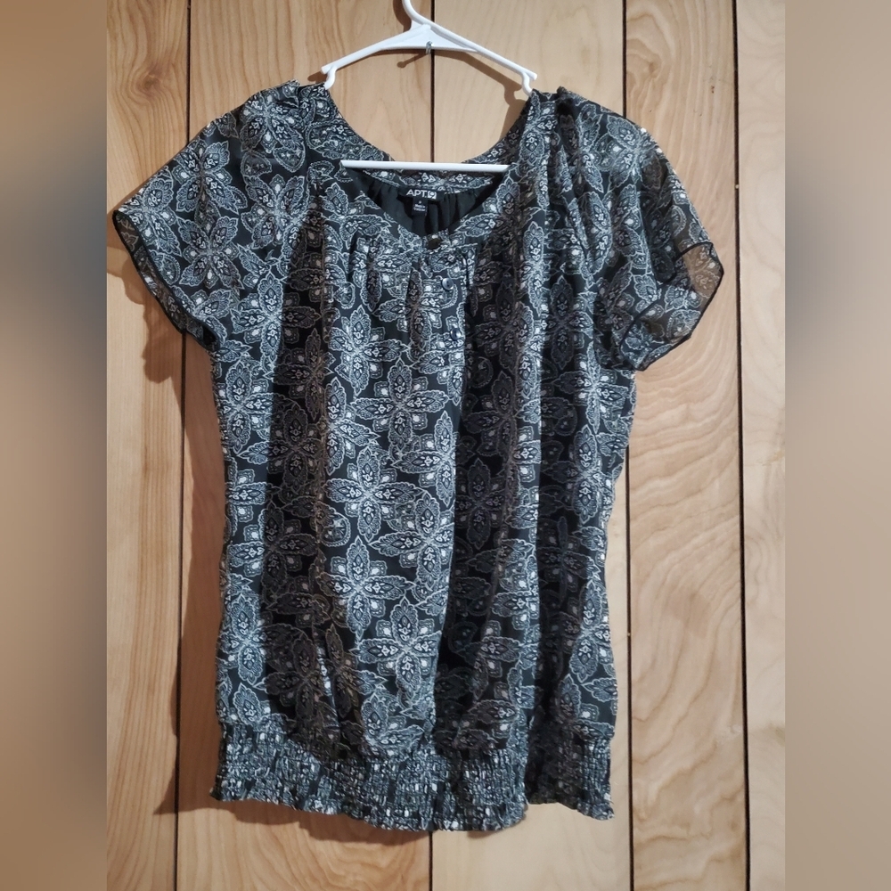 Black and White Floral Blouse